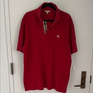 Burberry Brit Red Polo with Check Detail Made in Turkey